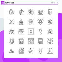 conjunto de 25 iconos en estilo de línea símbolos de contorno creativo para el diseño de sitios web y aplicaciones móviles signo de icono de línea simple aislado en fondo blanco 25 iconos creativo fondo de vector de icono negro