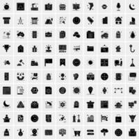 Set of 100 Business Solid Glyph icons vector