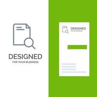 Search Research File Document Grey Logo Design and Business Card Template vector