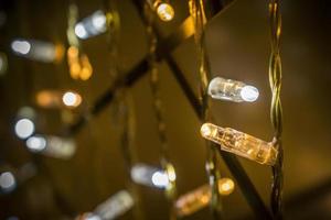 A closeup photo of decorative Christmas lights