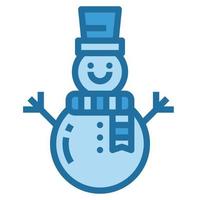 snowman icon line blue color . vector