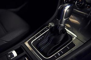 Detailed view of modern car's interior. Luxury and quality automobile photo