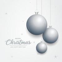 elegante fondo de navidad blanco brillante con adornos plateados y lugar para el texto vector