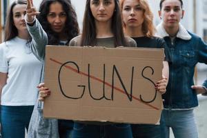 For the peace. Group of feminist women have protest for their rights outdoors photo