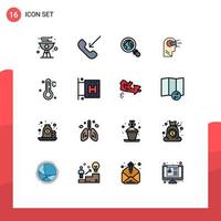 16 iconos creativos signos y símbolos modernos de termómetro cabeza teléfono mente elementos de diseño de vectores creativos editables cognitivos