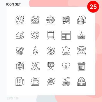 conjunto de pictogramas de 25 líneas simples de menú de codificación rápida de ramadán que programan elementos de diseño vectorial editables vector