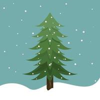 Winter snow falling on a seasonal pine tree vector illustration background