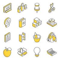 paquete de iconos isométricos planos de conocimiento