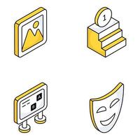 paquete de iconos isométricos planos de aprendizaje y estudio vector