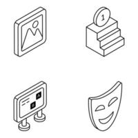 paquete de iconos isométricos planos de aprendizaje y estudio vector