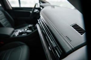 Place for airbag. Close up view of interior of brand new modern luxury automobile photo