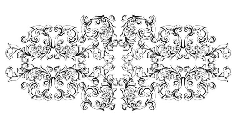 Vector damask vintage baroque scroll ornament swirl. Victorian monogram heraldic shield swirl. Retro floral leaf pattern border foliage antique  acanthus calligraphy engraved tattoo.Tile decor element