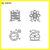 4 Icon Set Simple Line Symbols Outline Sign on White Background for Website Design Mobile Applications and Print Media vector