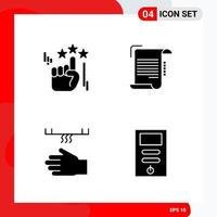 Creative Set of 4 Universal Glyph Icons isolated on White Background Creative Black Icon vector background