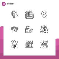 User Interface Pack of 9 Basic Outlines of medicine squard smart manager team Editable Vector Design Elements