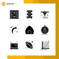 9 Icon Set Solid Style Icon Pack Glyph Symbols isolated on White Backgound for Responsive Website Designing vector