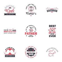 Happy Fathers Day vector hand lettering 9 Black and Pink Calligraphy illustration for greeting card festival poster etc Editable Vector Design Elements