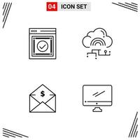 4 Icons Line Style Grid Based Creative Outline Symbols for Website Design Simple Line Icon Signs Isolated on White Background 4 Icon Set vector
