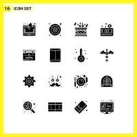 16 Universal Solid Glyphs Set for Web and Mobile Applications sign video instrument player media Editable Vector Design Elements