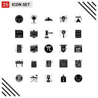User Interface Pack of 25 Basic Solid Glyphs of solution business setting idea nature Editable Vector Design Elements
