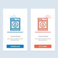 Laundry Machine Washing Robot  Blue and Red Download and Buy Now web Widget Card Template vector