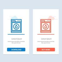 Laundry Machine Washing Robot  Blue and Red Download and Buy Now web Widget Card Template vector