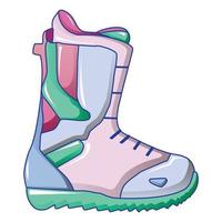 icono de bota de esquí, estilo de dibujos animados vector