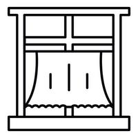 icono de la cortina de la ventana de la habitación, estilo de esquema vector