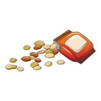 Peanut package icon, cartoon style vector