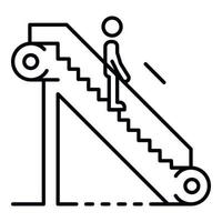 Man escalator down icon, outline style vector