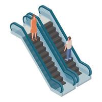 icono de escalera mecánica de dos direcciones, estilo isométrico vector