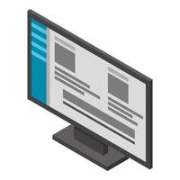 icono de monitor de computadora, estilo isométrico vector