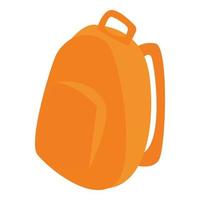 icono de mochila naranja, estilo isométrico vector