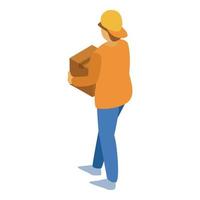 Fast delivery man icon, isometric style vector