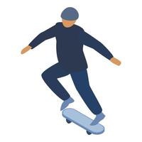 icono de truco de patineta de hombre, estilo isométrico vector