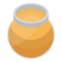 Open honey jar icon, isometric style vector