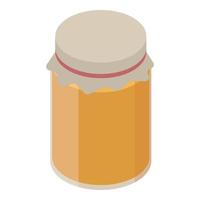 Spring honey jar icon, isometric style vector