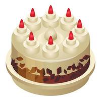 Birthday cake icon, isometric style vector