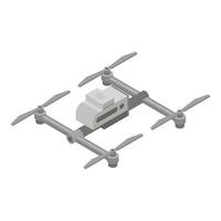 Metal drone icon, isometric style vector