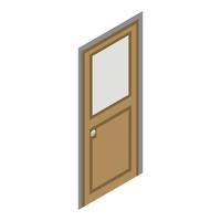 icono de puerta de madera, estilo isométrico vector