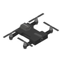 Black drone icon, isometric style vector