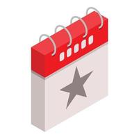 Star grey calendar day icon, isometric style vector