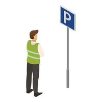 Valet man sign icon, isometric style vector