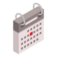 Festive date calendar icon, isometric style vector