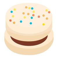 White chocolate cookie icon, isometric style vector