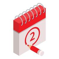 2 calendar date icon, isometric style vector