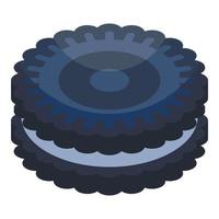 Oreo cookie icon, isometric style vector