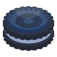 Oreo cookie icon, isometric style vector