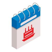 Calendar birth day icon, isometric style vector