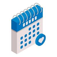 Calendar favorite date icon, isometric style vector